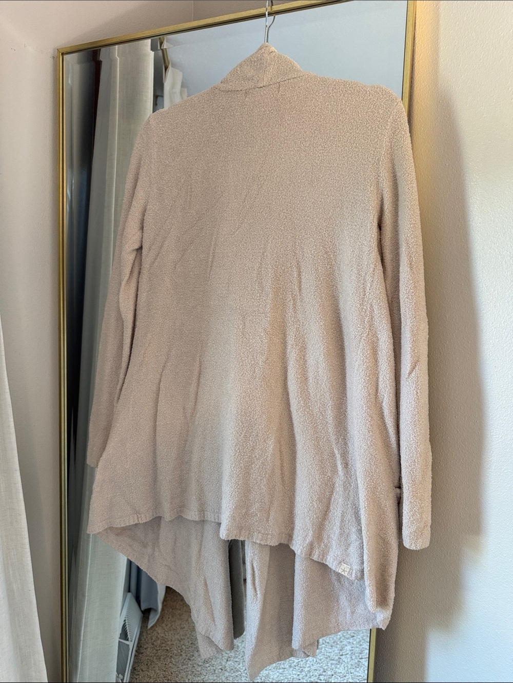 Barefoot Dreams CozyChic Lite Island Wrap Drape Front Cardigan Stone - Picture 6 of 11